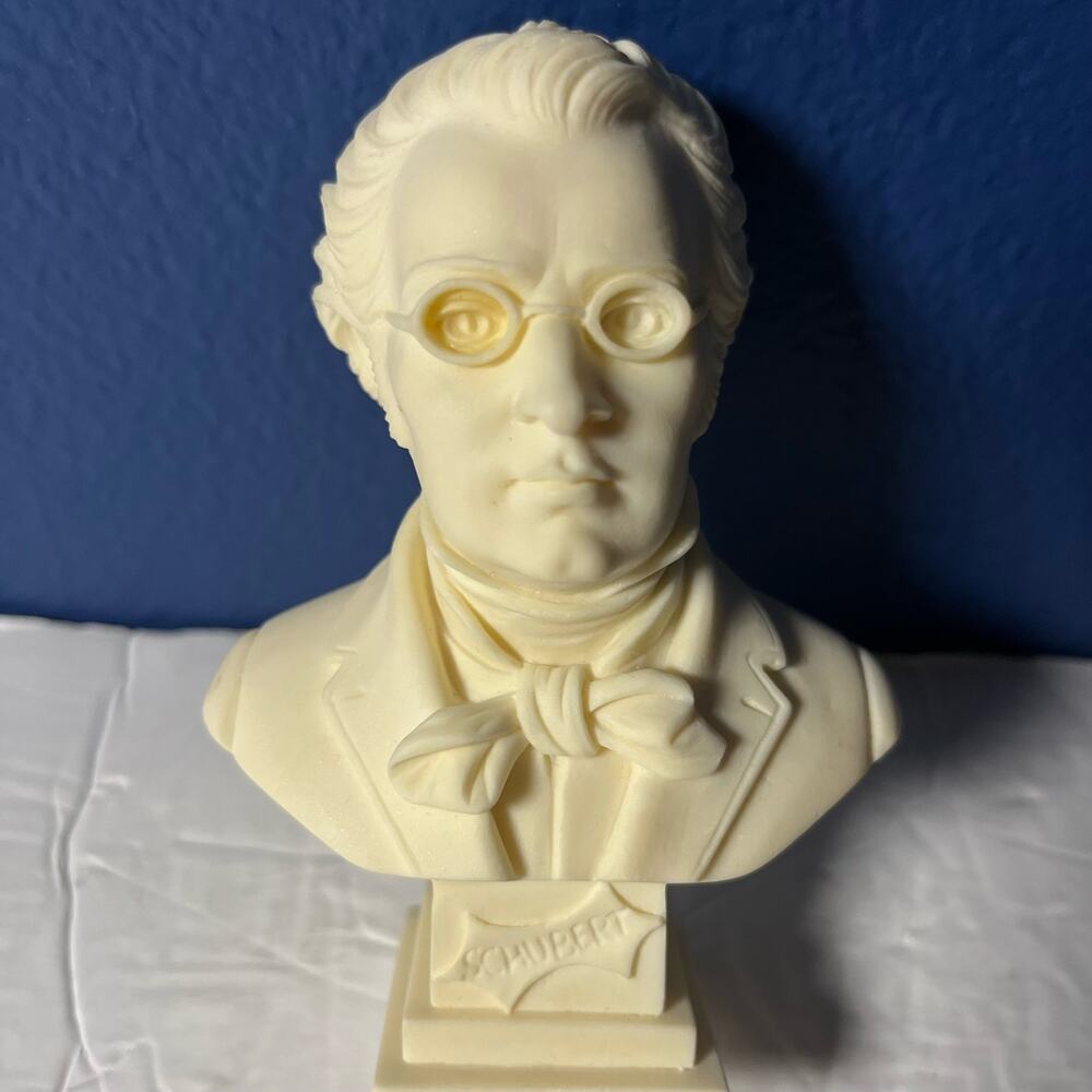 Genuine A.Giannelli Music Composer Alabaster Mini Bust Schubert Made in Italy